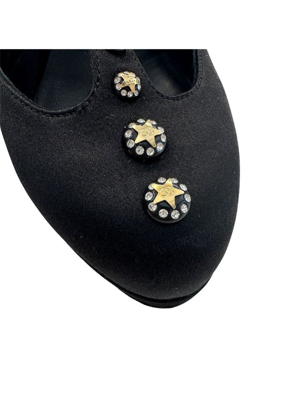 Chanel Shoes Leather Heels Black CC Logo Line - Picture 3 of 14